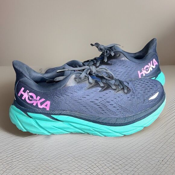 Hoka One One Clifton 8 Running Shoes Womens Navy Outer Space Atlantis Size 10 B - Picture 1 of 10